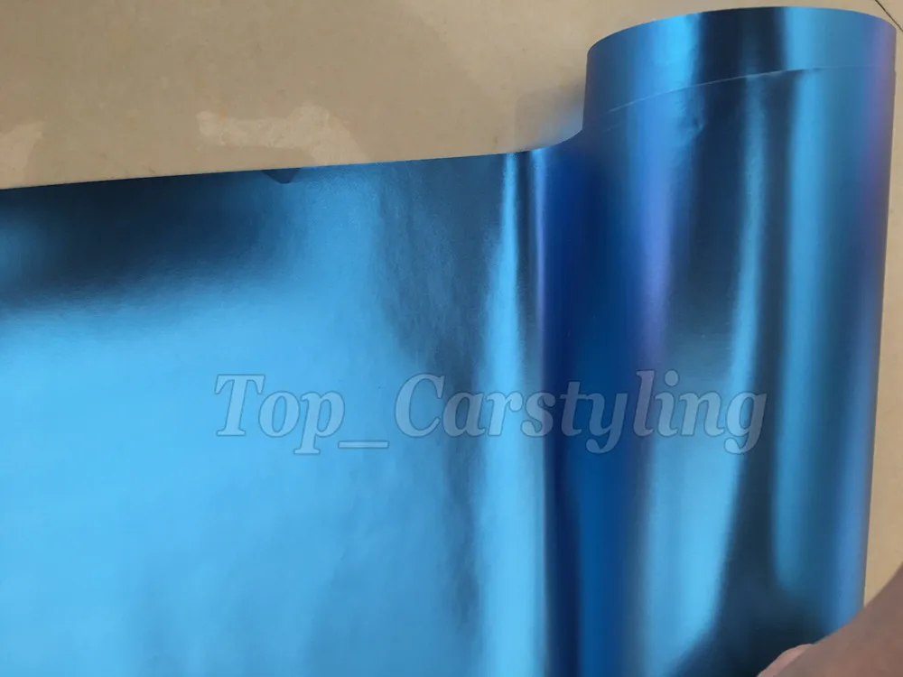Роскошная титановая Синяя атласная хромированная виниловая пленка для