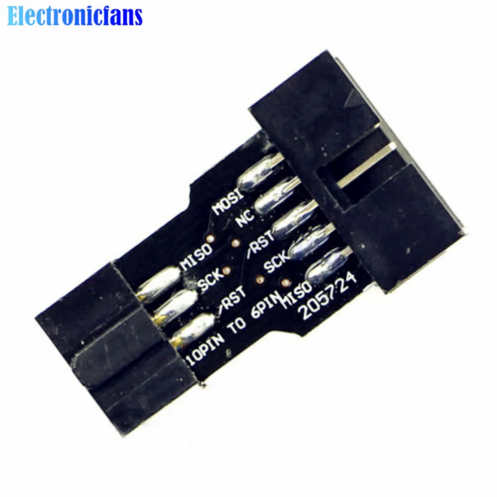 10Pcs/Lot 10Pin to 6Pin Adapter Board For AVRISP MKII USBASP STK500 Standard 10 Pin Turn 6 Converter | Электронные компоненты и