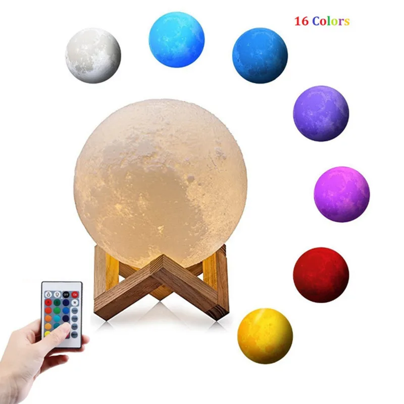 

Moon лампа RGB 3D USB светодиодный волшебная луна ночь светильник луна светильник стол сенсорный Сенсор Цвет изменение домашний Спальня Decoraction по...