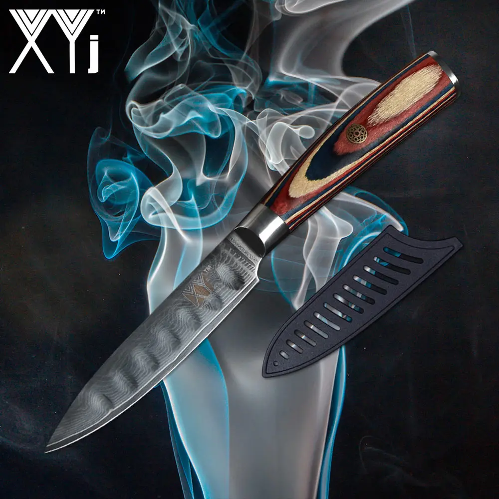 C 4 inch Utility XYj высококачественный дамасский нож японский VG10 67 слоев дамасской стали лезвие цветной деревянной ручкой кухонные ножи инструменты для приготовления пищи - Цвет: C 4 inch Utility
