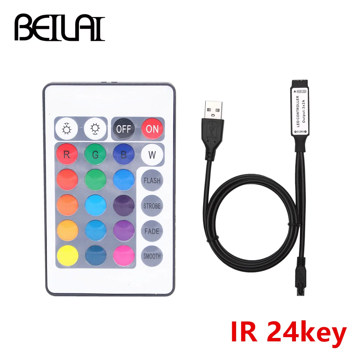 DC 5 V USB светодиодный rgb-контроллер мини 3 ключ-переключатель/24Key инфракрасный