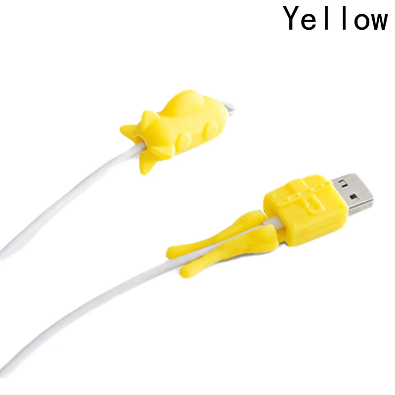 YW 1 пара, милый мультяшный кабель, защитная крышка, usb зарядка, данные, наушники, шнур, намотка кабеля, защитный рукав для iPhone - Цвет: YW
