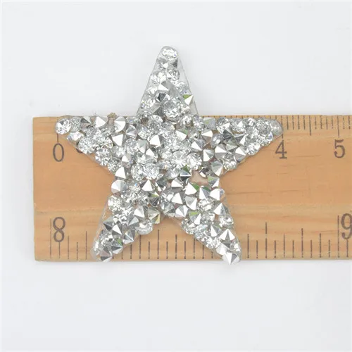 4cm silver 10 шт./лот Горячая фиксация аппликация Стразы мотивы звезда кристалл стразы камни теплопередача железа на Diy Patche для одежда, сумки, обувь - Цвет: 4cm silver
