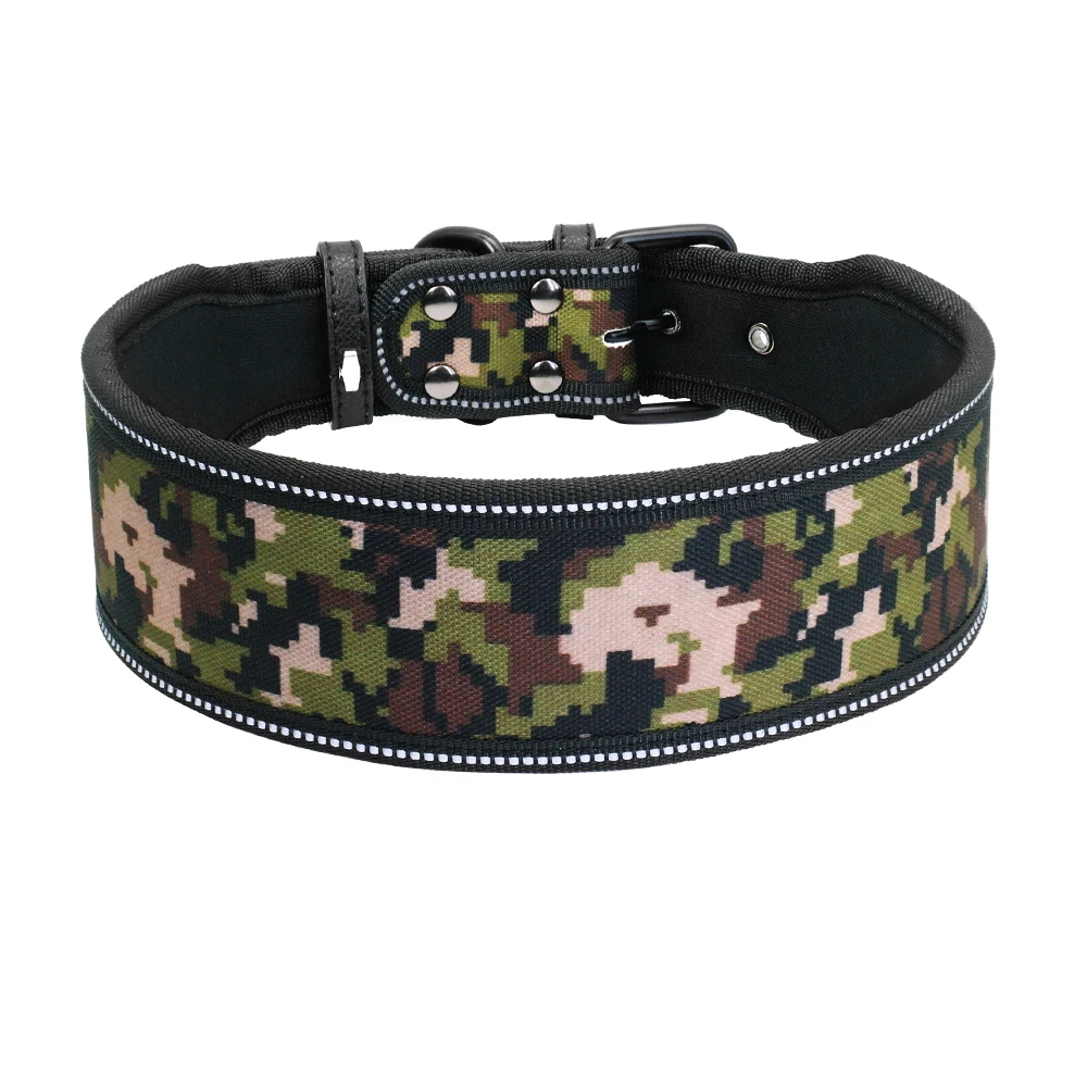 Camouflage Светоотражающий нейлоновый ошейник для собак Регулируемый ошейник для средних и больших собак питбуль немецкая овчарка S M L - Цвет: Camouflage