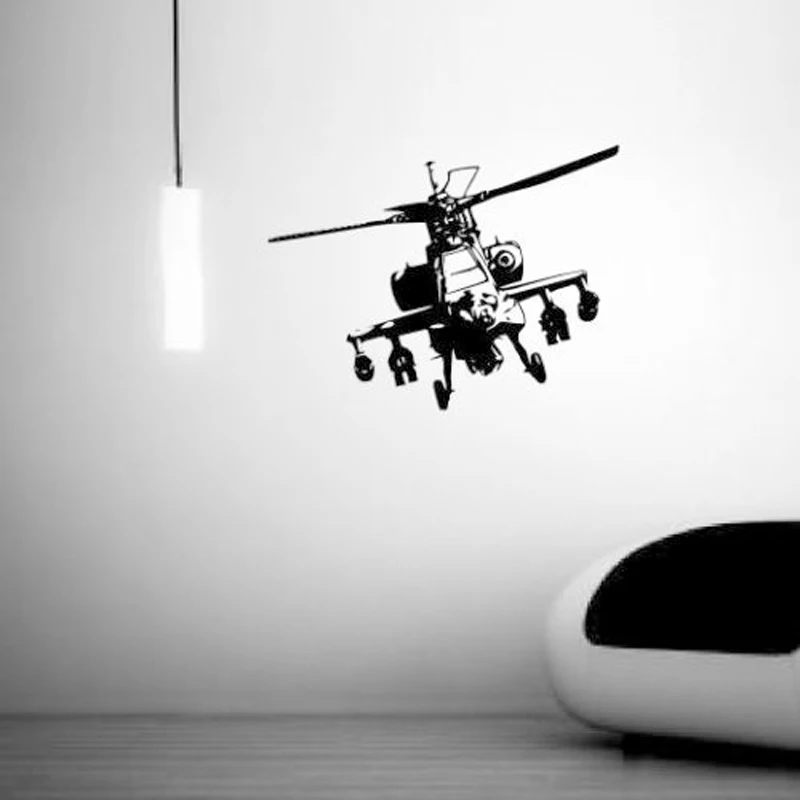 Апачи армия вертолет шаблон настенные наклейки для детской комнаты мальчиков