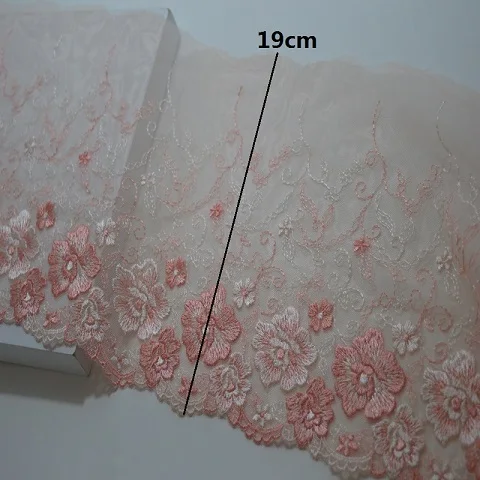 pink Somelace 19 см(2 ярда/Лот) коричневый~ розовый марля смешанный цветочный высокое качество вышивка ткани кружева trim18081103 - Цвет: pink