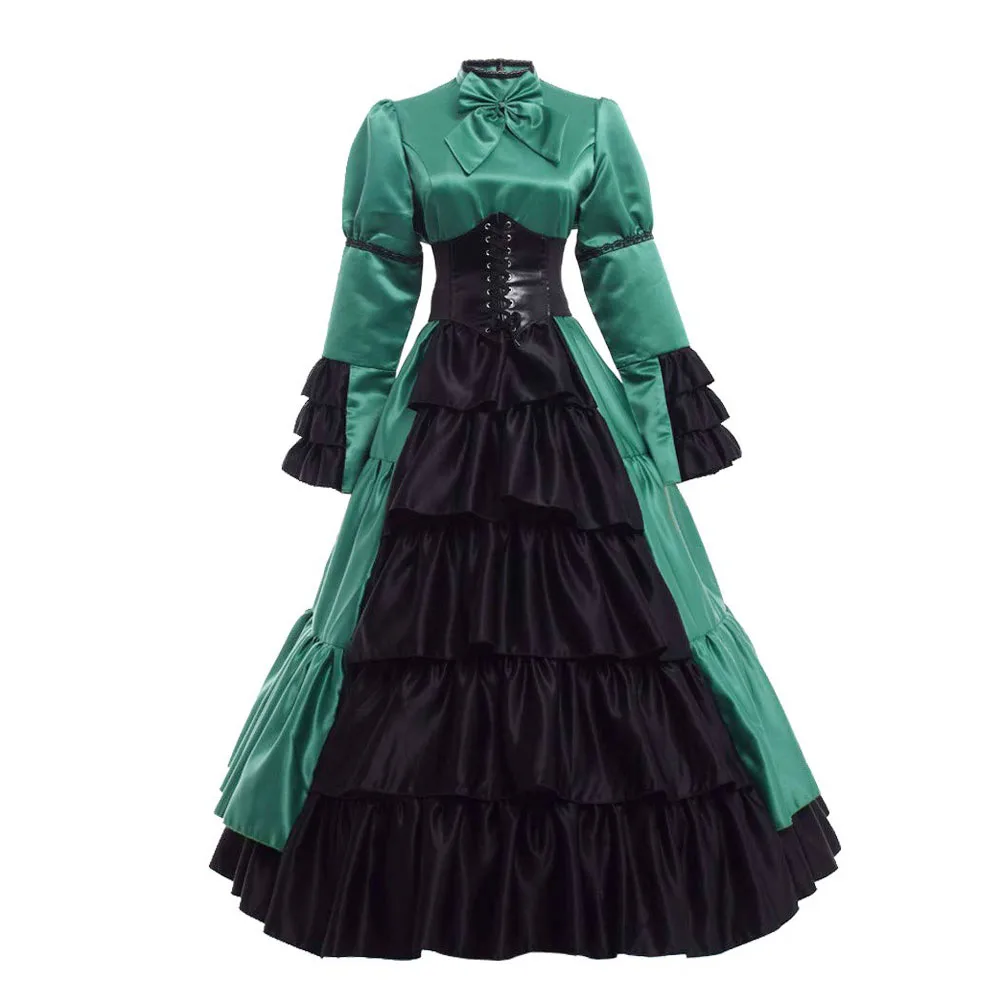 Женское готическое платье дышащее викторианское Rococo длиной до пола атласное