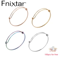 fnixtar stainless steel twist wire bangle bracelet adjustable women wire bracelet jump ring for free 5560 65mm 50piecelot