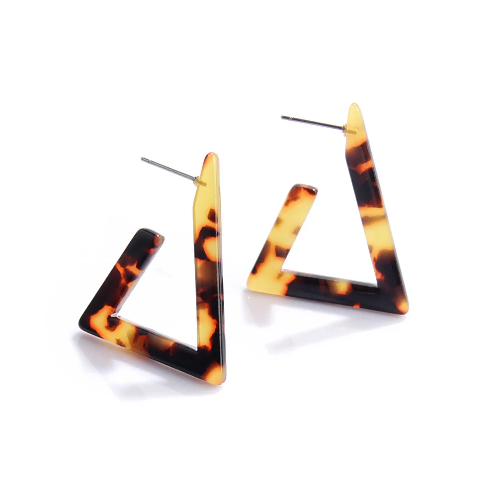 Donarsei Fashion ZA Crescent Leopard Acrylic Earrings For Women Boho Acetate C U Shape Drop Dangle Earrings Statement Jewelry