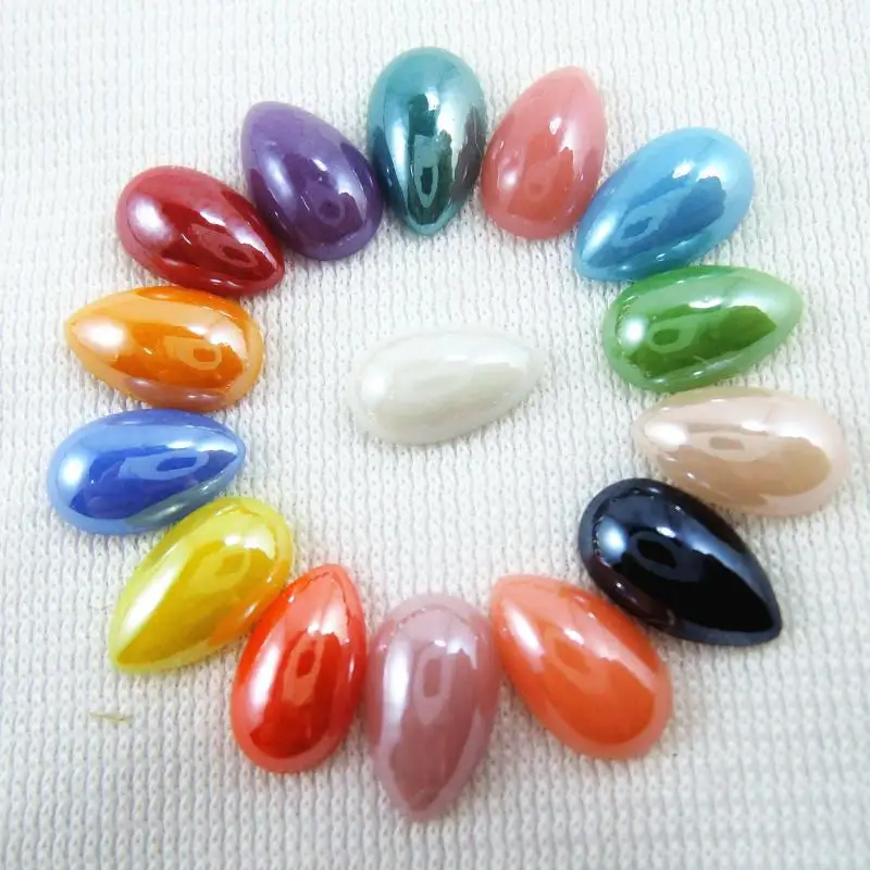 Новинка 200 шт. 6*10 мм капля воды блеск с плоской задней стороны кабошон стекло