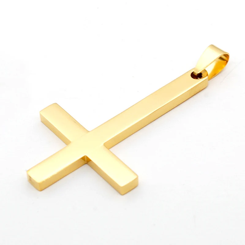 Golden Pendant Модное ожерелье из нержавеющей стали с перевернутым крестом, ожерелье Люцифера сатаны, Панк ювелирные изделия, цепь для мужчин и женщин, антихристианский подарок - Окраска металла: Golden Pendant