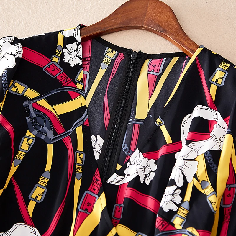 Цветочный принт Платье с поясом Для женщин 2019 весна взлетно-посадочной полосы