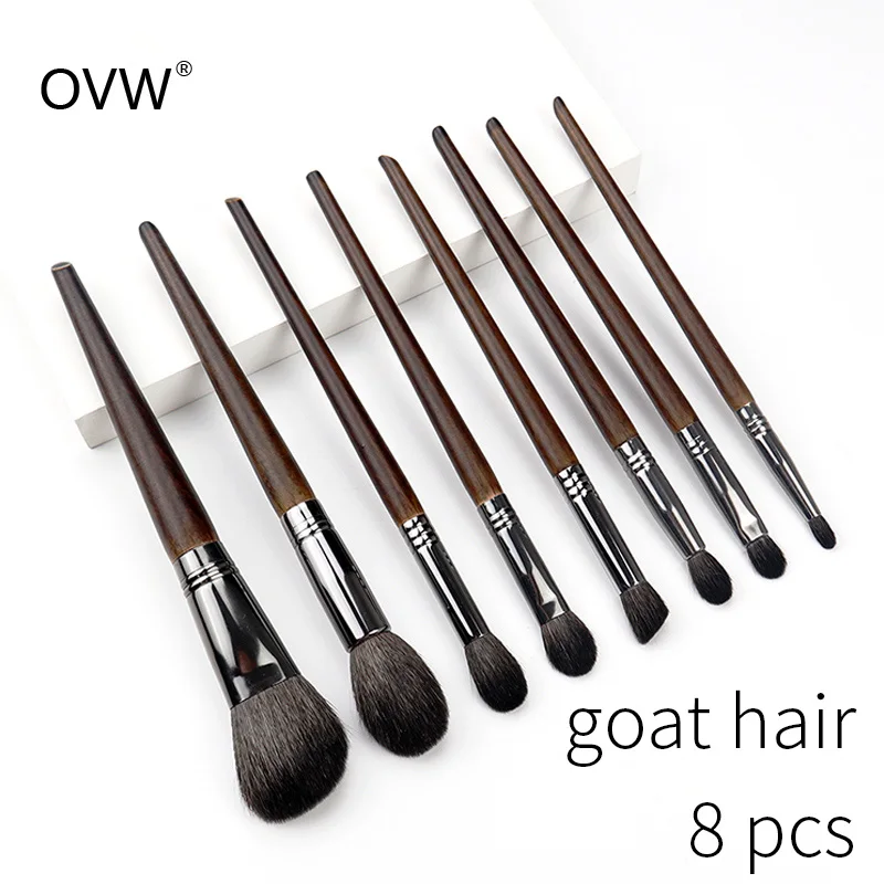 8pcs 457810111219 OVW натурального козьего волоса тени для век макияж кисти набор nabor kistey складок смешивания подчеркивая Кисть кисти для макияжа Набор - Handle Color: 8pcs 457810111219
