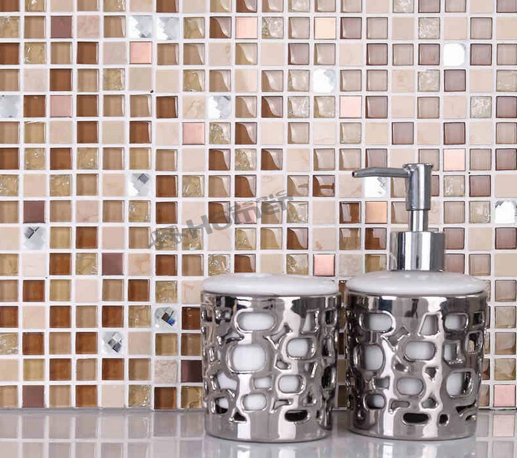 Бесплатная экспресс-доставка! Плитка Мозаичная из коричневого стекла и мрамора