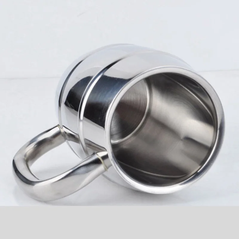 1 шт бар пивной кружки 300/420 ml 304 нержавеющая сталь Ручка дважды Слои пивные кружки виски чаша бокал для вина посуда для бара чашки