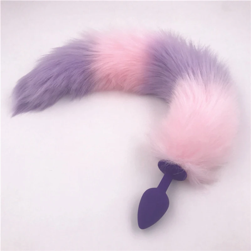 Anal Plug Fox Tail Silicone Butt Pink and Purple Stopper Dilator Sex Toys for Women H8-108A | Красота и здоровье
