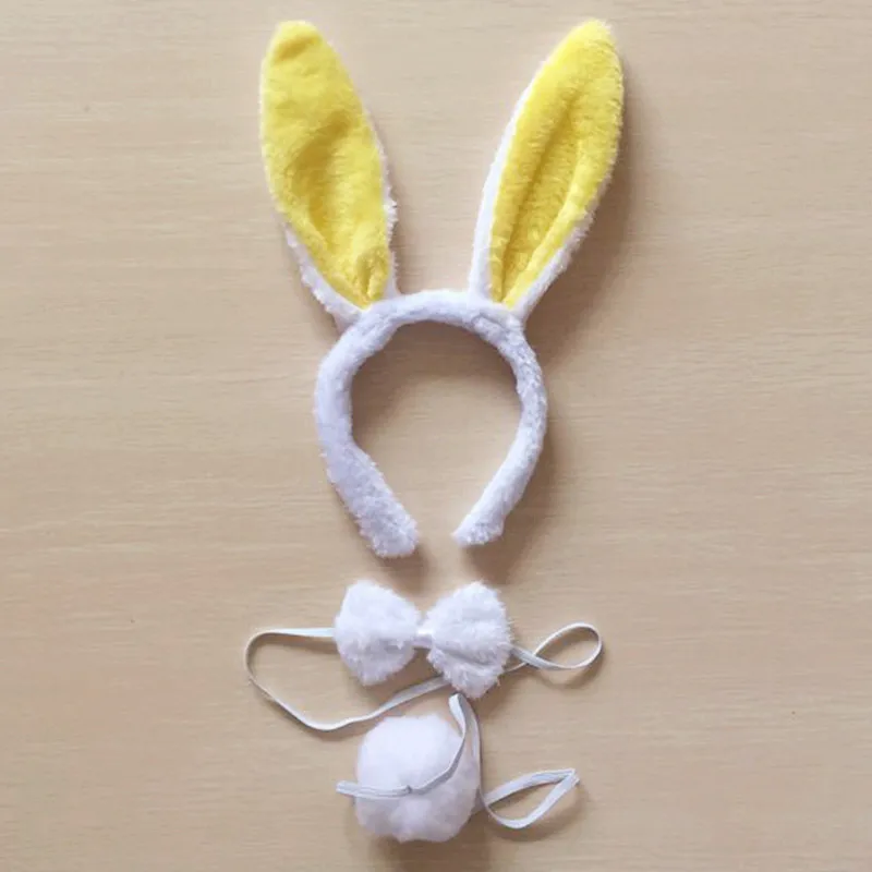 Children adult Bunny Ear Headband Set Black pink white blue Fancy Dress Costume Hen Party big Rabbit ear hairbands headwear tail