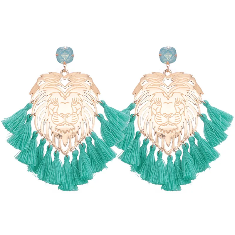 Blue Green Sehuoran, женские серьги с кисточками, цинковый сплав, тигровые подвески, массивные серьги, Boho, свадебные серьги, висячие серьги, опт - Окраска металла: Blue Green