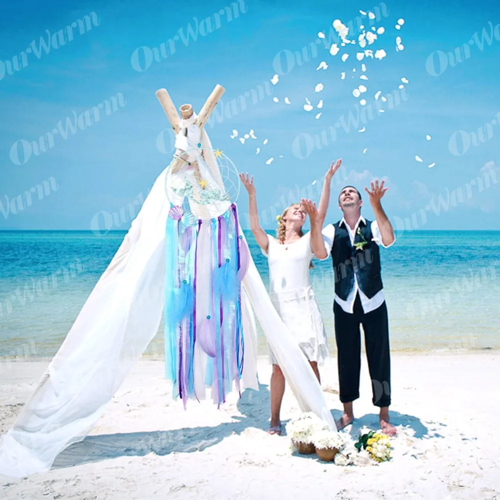 OurWarm Under The Sea вечерние украшения Русалка Dream Catcher Baby Shower Русалка тематические вечеринки синий колокольчиков дома Настенный декор
