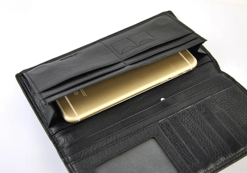 Для мужчин из натуральной кожи Двойные Длинный кошелек Классический