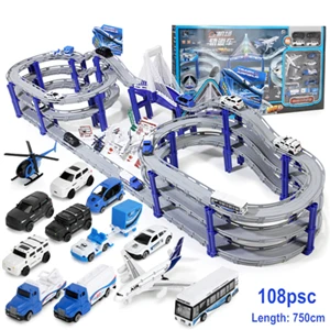 557-100YH Большой сплав гоночный трек игрушка 12 км/ч Электрический спортивный автомобиль многослойная стереоскопическая сборка гоночный трек дети для игрушек подарки - Цвет: 557-100YH