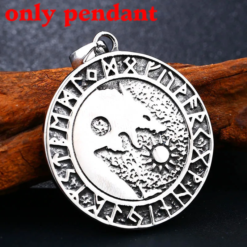 only pendant Байер 316L нержавеющая Викинг нордический амулет большая цепь мужские руны скандинавских викингов амулет волк кулон ожерелье ювелирные изделия LP277 - Окраска металла: only pendant