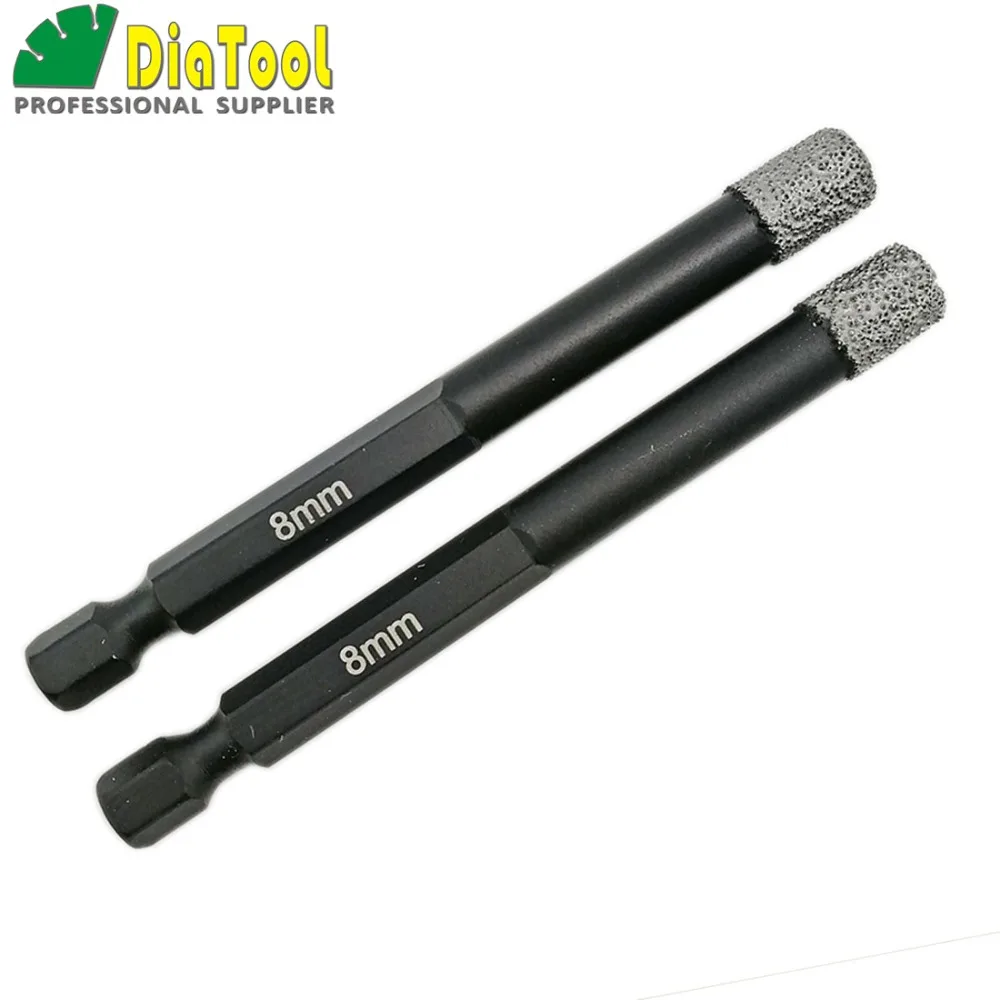 DIATOOL 2pcs Diameter 8mm Vaccum Brazed Diamond drilling bits for stone porcelain/tile Masonry quick-fit Shank | Инструменты
