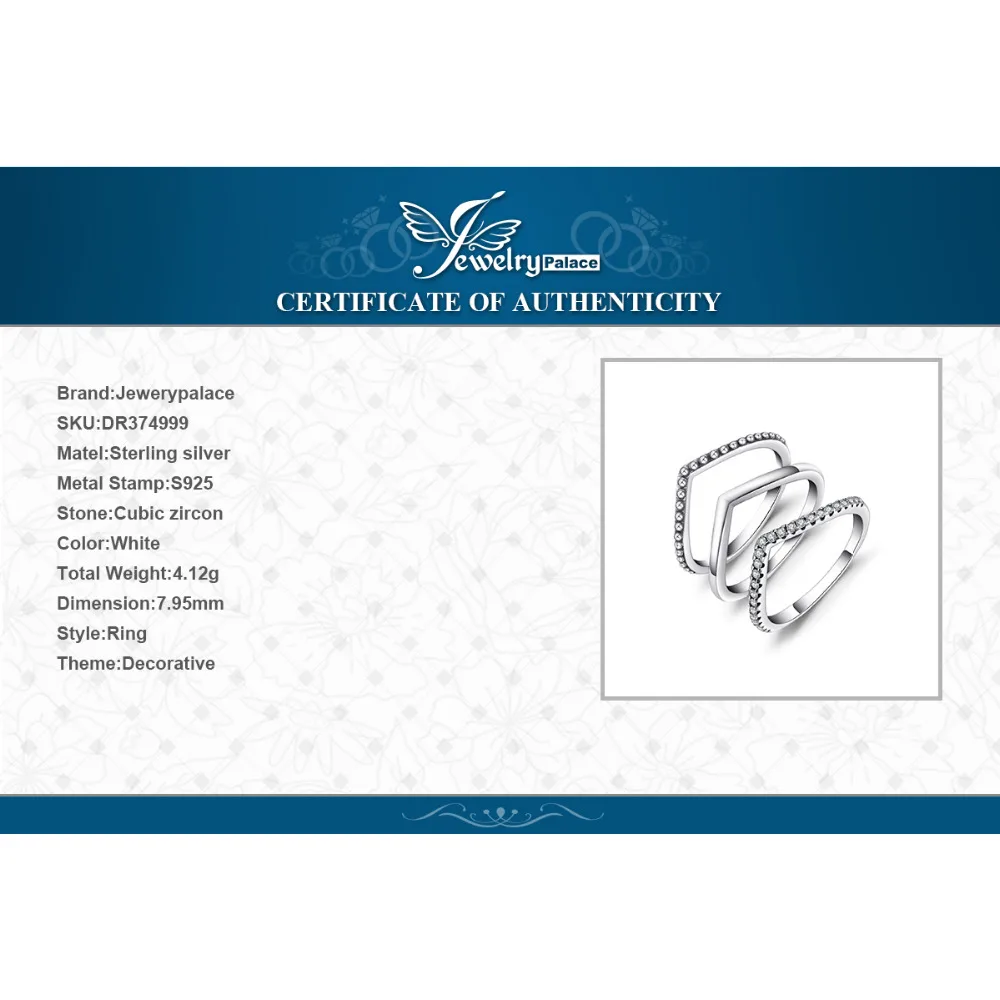 Jewelrypalace кольца из стерлингового серебра 925 кубического циркония кольцо наборы