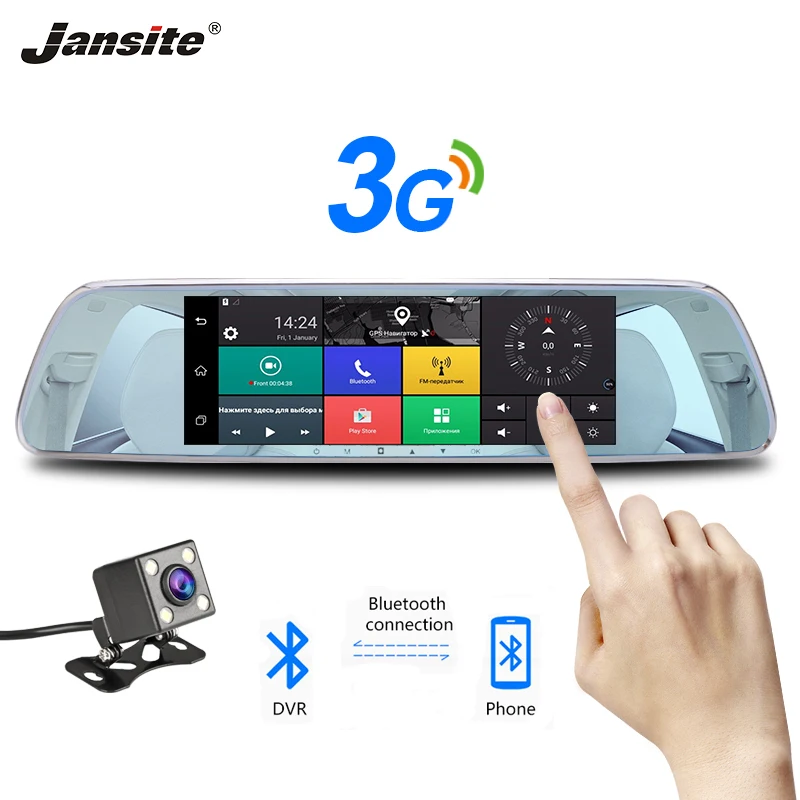 Jansite 7 &quotсенсорный экран 3g Автомобильный dvr тире камера Android 5 0 Bluetooth камеры