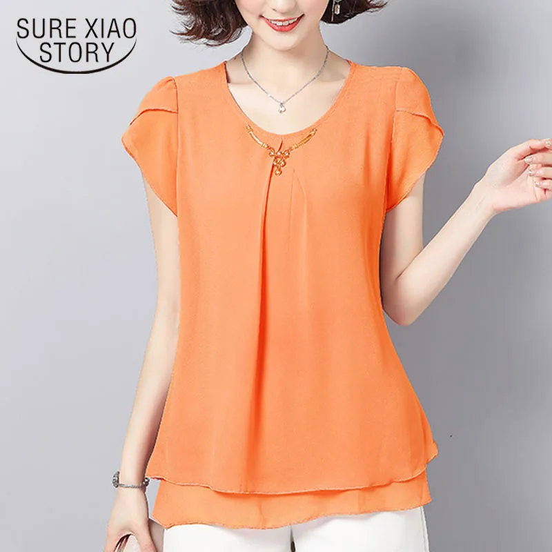 

Blusas Mujer De Moda 2021 Shirts Women Ladies Tops Plus Size Top For Women Short Women Tops Chiffon Blouse Shirt Bead 4625 50