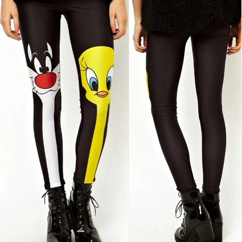 Большой Размеры женская одежда мультфильм печати леггинсы плюс XXL XXXL 4XL Фитнес