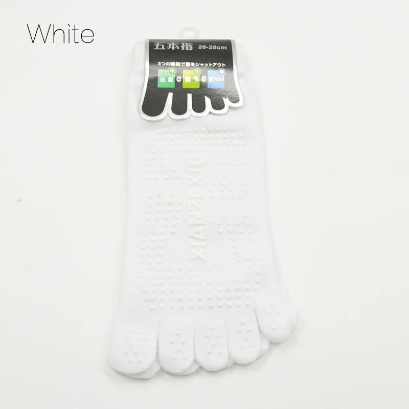 White Brotock, мужские хлопковые дышащие Нескользящие массажные носки для йоги, хлопковые спортивные носки для йоги с пятью пальцами, носки с 5 пальцами - Цвет: White