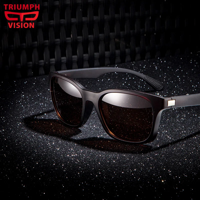 Мужские квадратные солнцезащитные очки TRIUMPH VISION коричневые поляризационные для