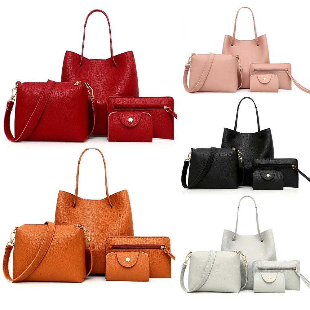 

Womens Bags 4Pcs Pattern Leather Handbag Crossbody Messenger Card Package sac main femme borsa donna bolso mujer