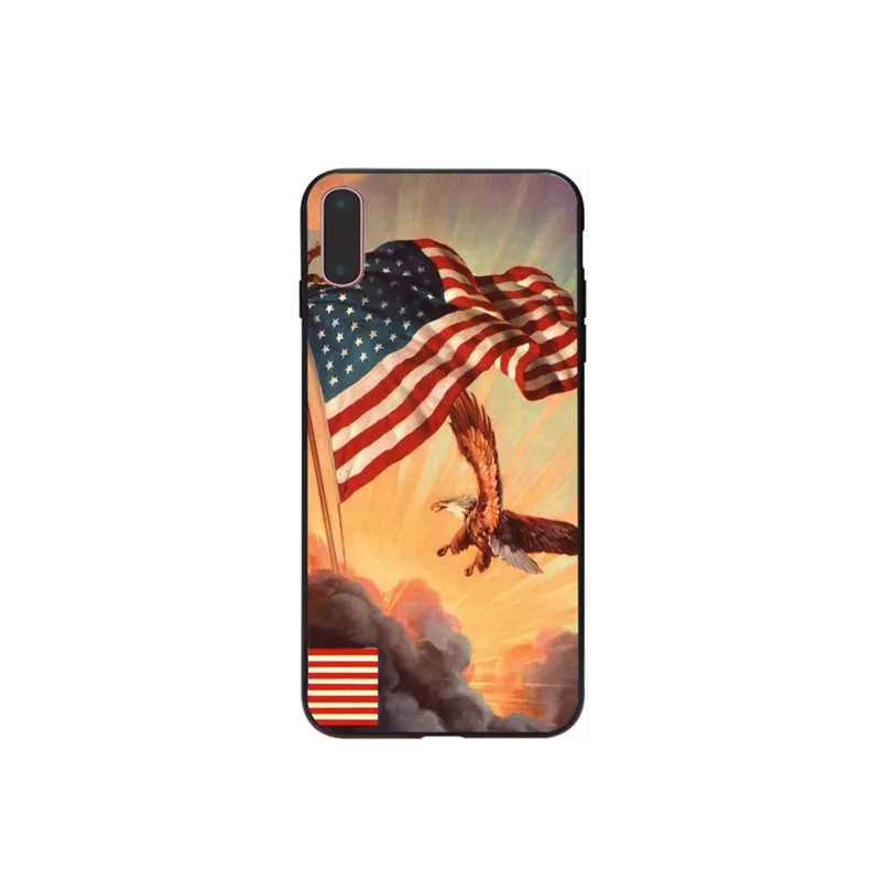 Американский флаг орел картина маслом мягкий чехол для мобильного телефона Apple