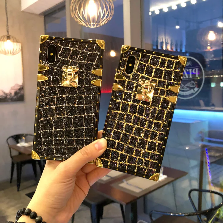 Роскошные блестящие Чехлы в клетку для iPhone 6 7 8 Plus X Xr Max Square Ретро брендовый чехол