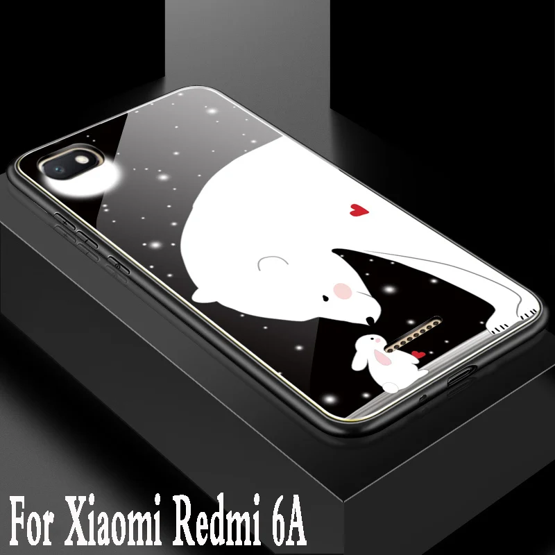 Роскошный чехол для Xiaomi Redmi 6A из закаленного стекла с 3d рисунком мультфильма