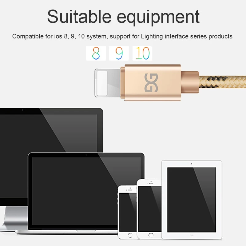 GUSGU нейлоновый Плетеный usb кабель для iPhone X 8 Plus быстрый зарядный iPad зарядки 7 7s 6 6s 5