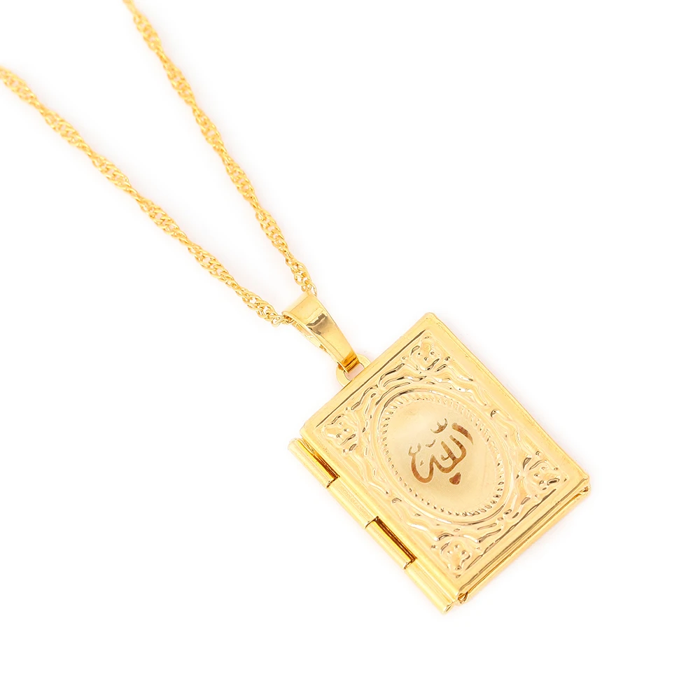 Золотое женское ожерелье с изображением Мухаммеда и фото|allah gold|necklace muslimphoto pendant |