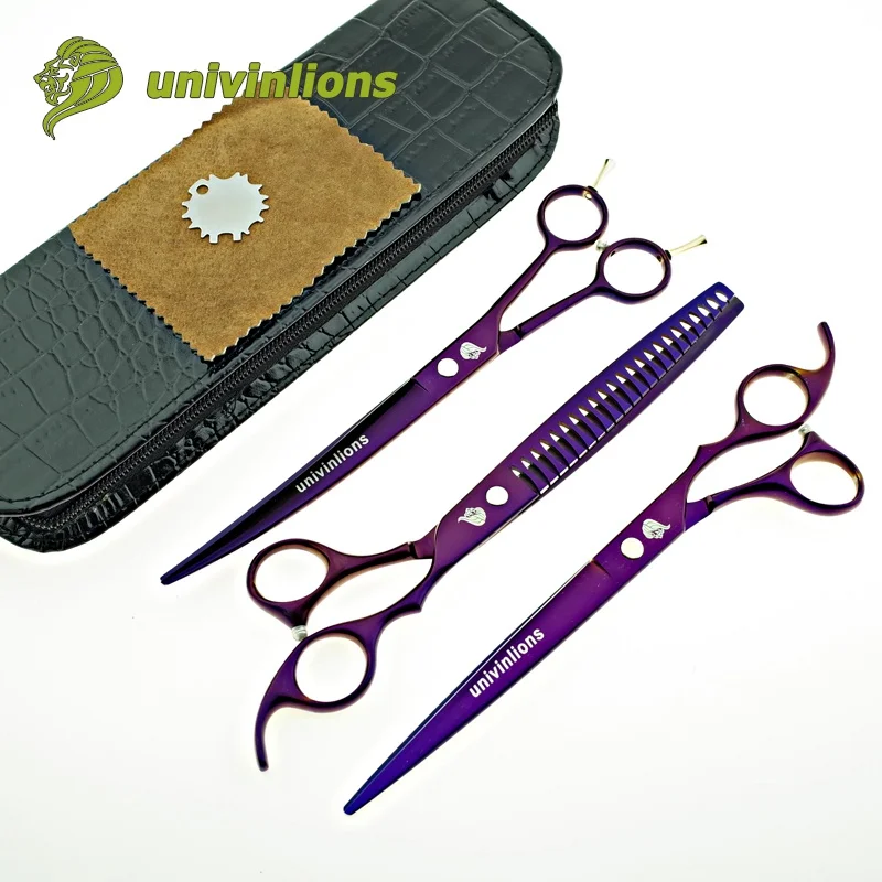 set leather case " univinlions ножницы для ухода за домашними животными ножницы для ухода за собаками профессиональные ножницы для стрижки собак и кошек машинка для стрижки волос Набор для стрижки кошачьей шерсти - Цвет: set leather case