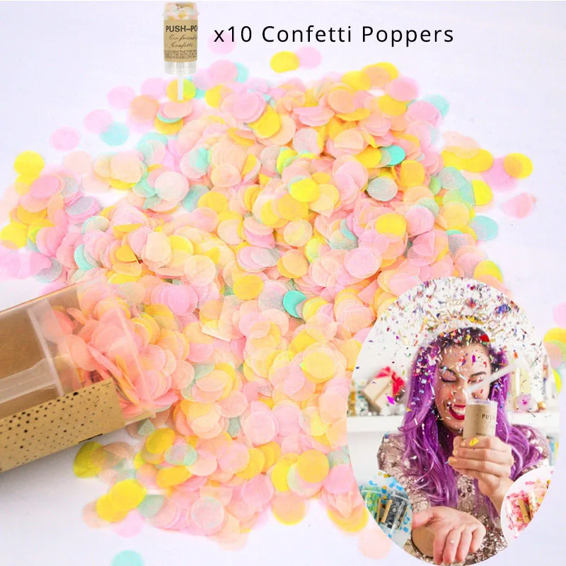 10pc Poppers 6 Cyuan 10 шт Разноцветные пушки-попперы с конфетти для украшения свадьбы, дня рождения, вечеринки, вечеринки, вечерние принадлежности - Цвет: 10pc Poppers 6