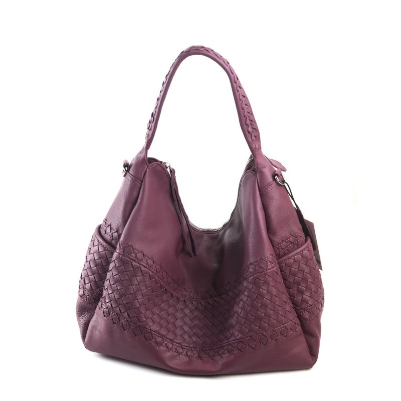 Dark purple Ретро кожаная сумка на плечо для женщин, большая винтажная натуральная кожа, школьная сумка-мессенджер, Лоскутная Ткань, повседневный ранец - Цвет: Dark purple