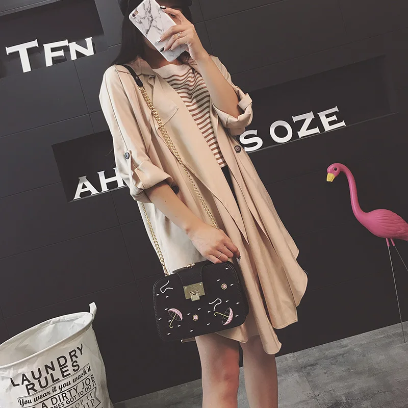 Женская сумка на плечо с цепочкой Сумка мультяшной вышивкой модная через для