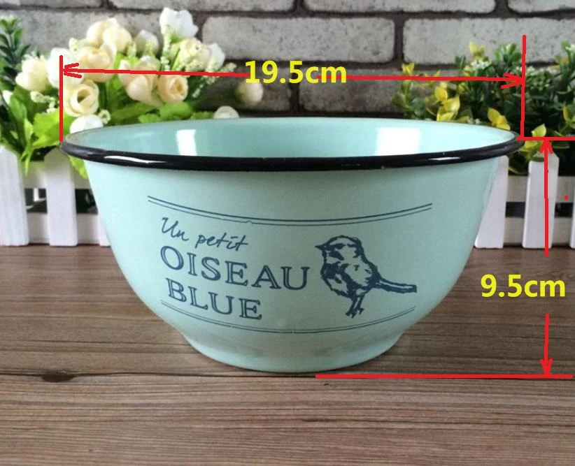 Креативная суповая миска с эмалью ностальгии в стиле ретро Салатница железная