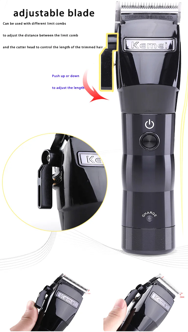 Kemei Professional машинка для стрижки волос электрическая мощная Беспроводная Машинка для стрижки волос Триммер Инструменты для укладки волос Парикмахерская