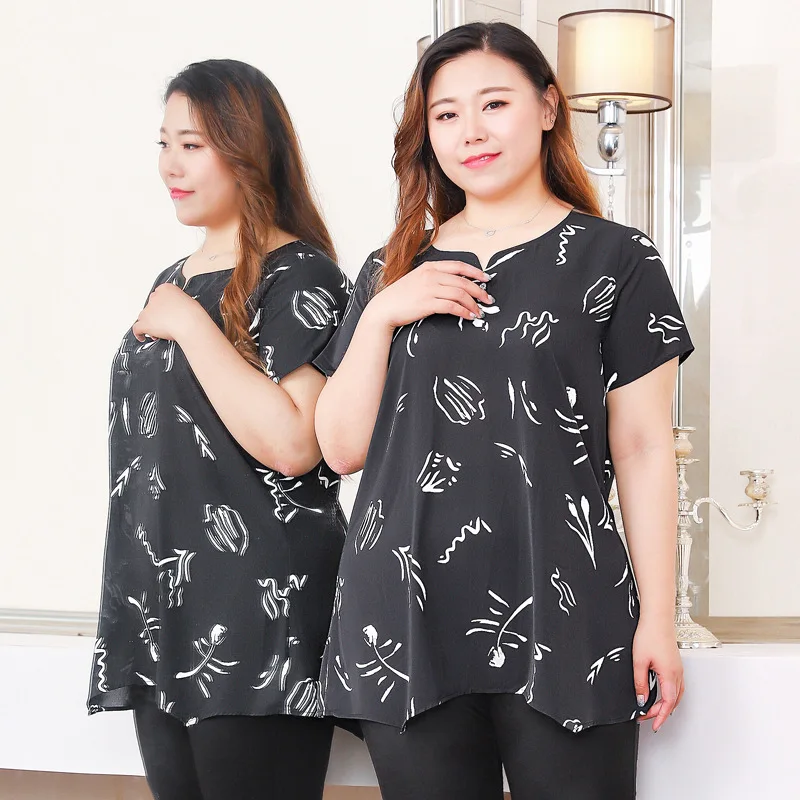 TUHAO, рубашки больших размеров 10XL 9XL 8XL, офисные женские блузки, женские летние топы большого размера, блузка черного цвета с бисером, элегантная рубашка для мамы - Цвет: Черный