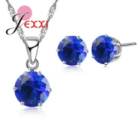 top sale 925 sterling silver cubic zirconia ball necklace brincos stud earrings for women engagement jewelry sets
