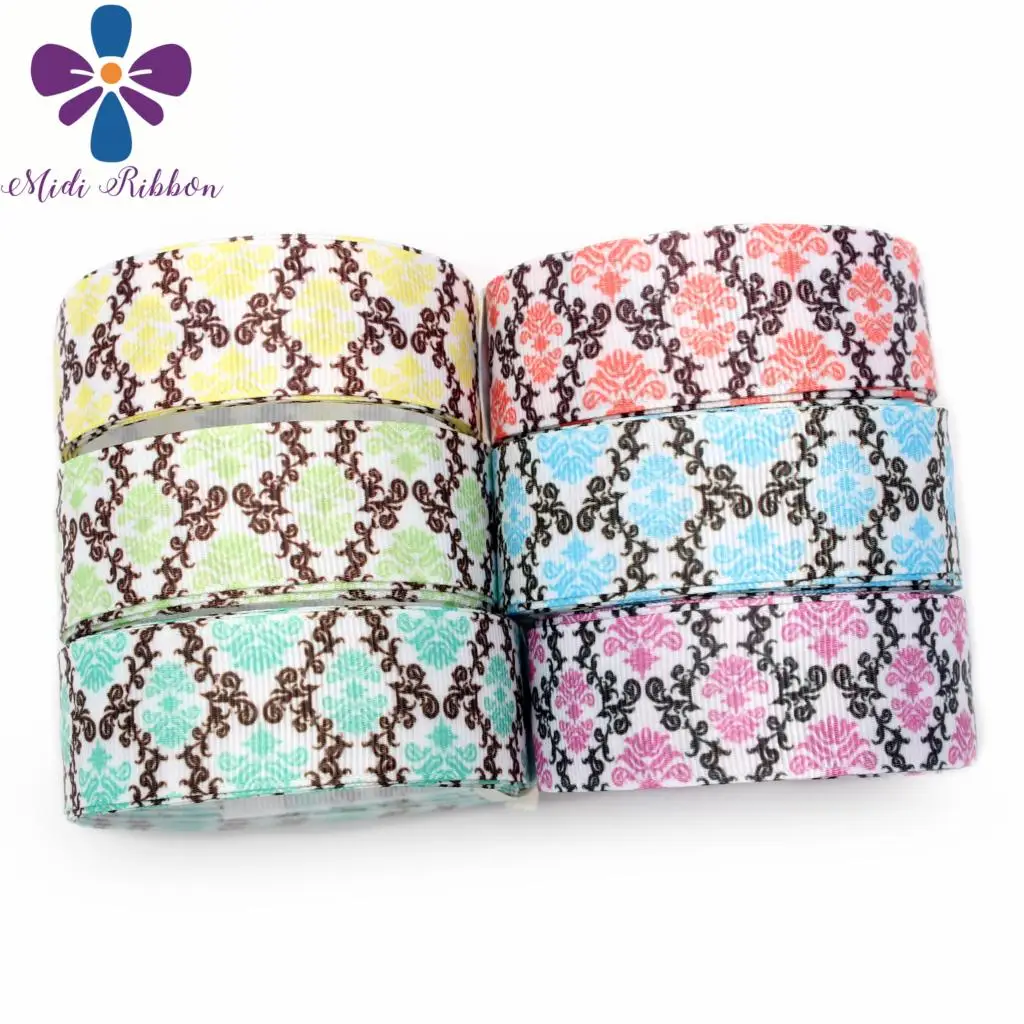 16 мм 75 Красочные Ретро цветок Барокко вихревой печати Grosgrain/Foe ленты DIY волос Bowknots