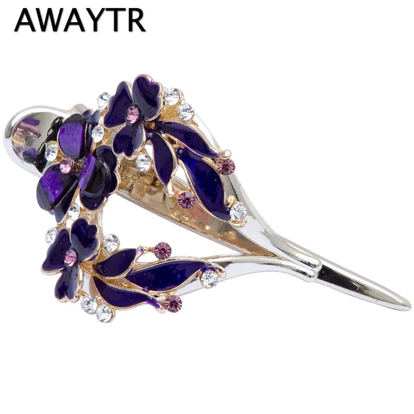 Новинка 2021 заколка для волос с кристаллами Модный черный красный цветок