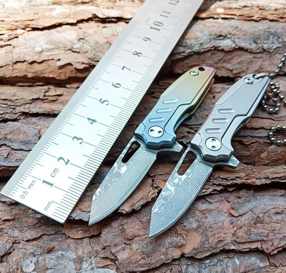 Тактический складной нож MAD BULL Titanium TC4 карманный клинок из дамасской стали с